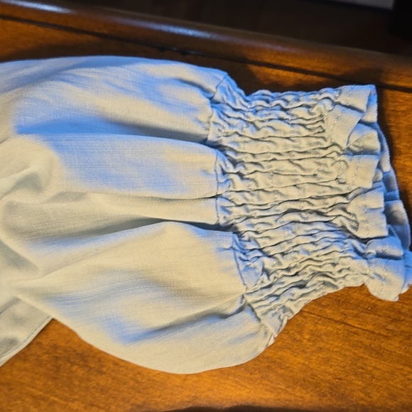 Light Blue Smocked Women's Top From KanKan - Picture 2 of 5